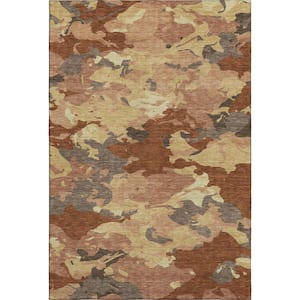 Mayfield Premium Machine Washable Abstract AMF2497 Paprika 8 ft. x 10 ft. Area Rug