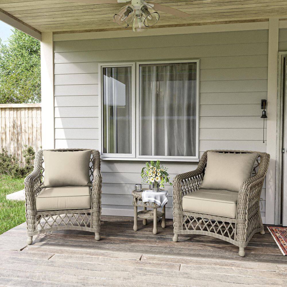 24 in. x 24 in. x 6.5 in. Outdoor Repacement Deep Seating Lounge Chair Cushion with Backrest (2-Pack) Cream price history on PriceWatchPro