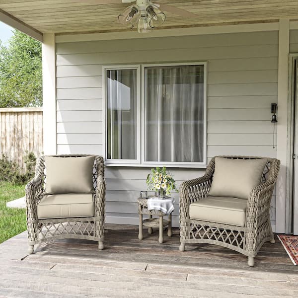 24 in. x 24 in. x 6.5 in. Outdoor Repacement Deep Seating Lounge Chair Cushion with Backrest (2-Pack) Cream