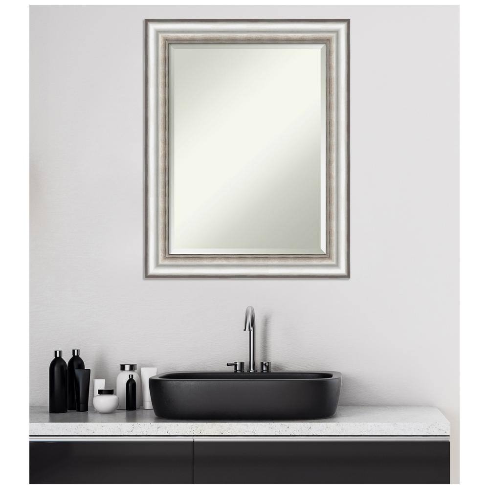 Elegant Rectangular Wall Mirror with Silver Embossed Frame