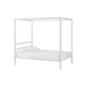 Rory Metal Canopy White Full Size Bed Frame