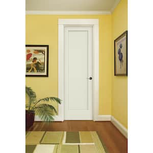 32 in. x 96 in. Madison White Painted Left-Hand Smooth Solid Core Molded Composite MDF Single Prehung Interior Door