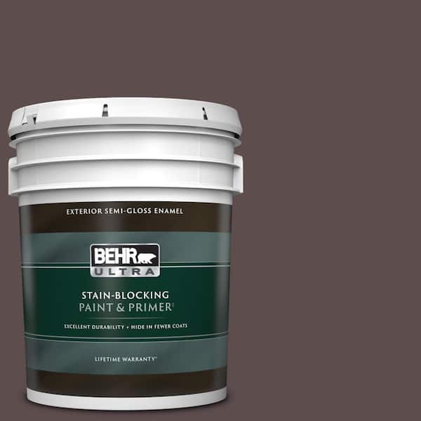 BEHR ULTRA 5 gal. #740B-7 Smooth Coffee Semi-Gloss Enamel Exterior Paint & Primer