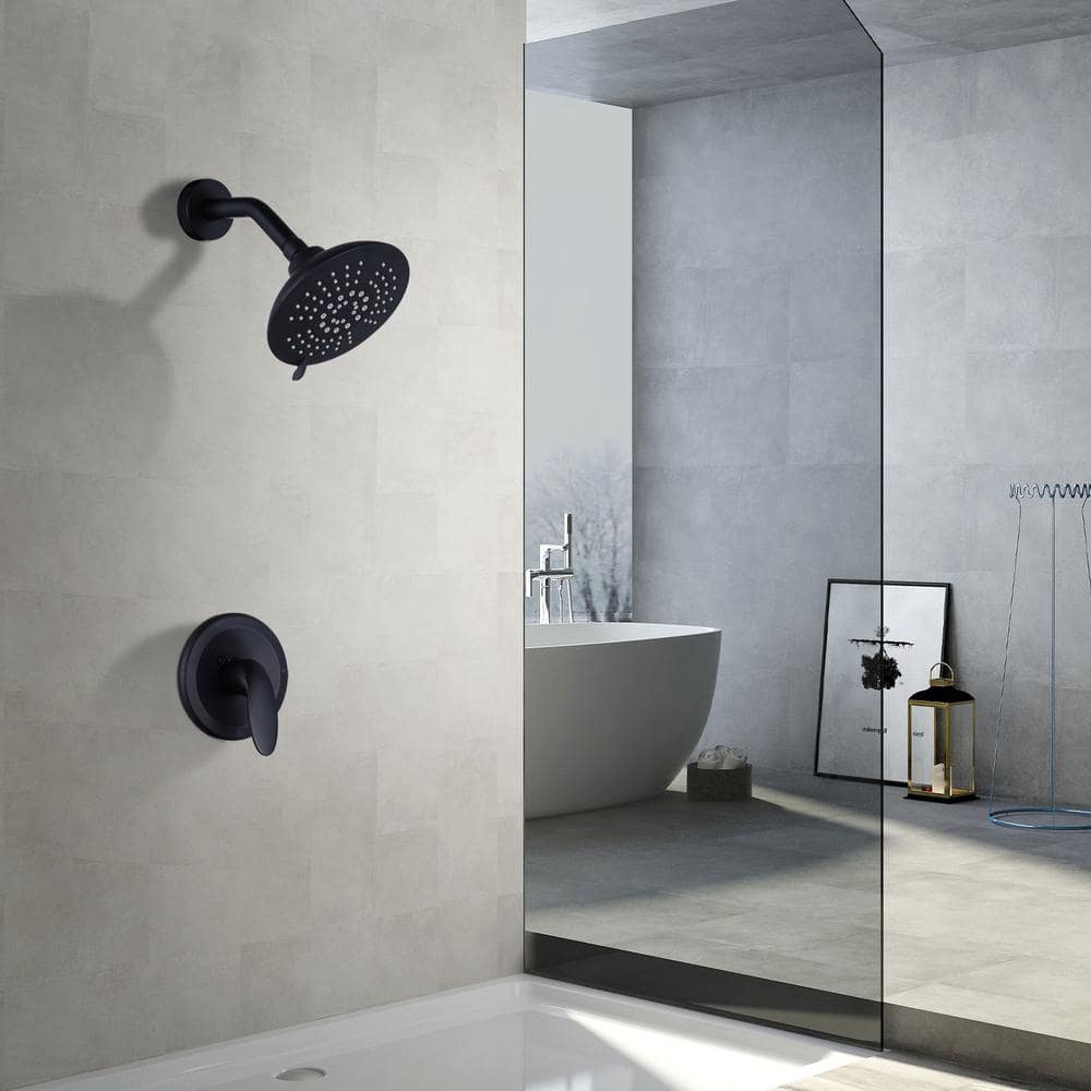 Matte Black Single Handle 5-Spray Wall Mounted Shower Faucet