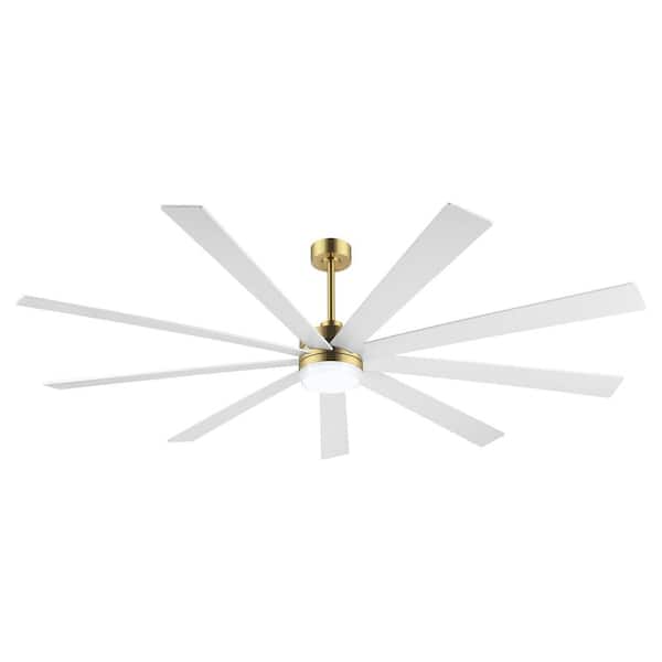 MLiAN 72 in. 9 Blades LED Indoor White and Gold Ceiling Fan with Remote