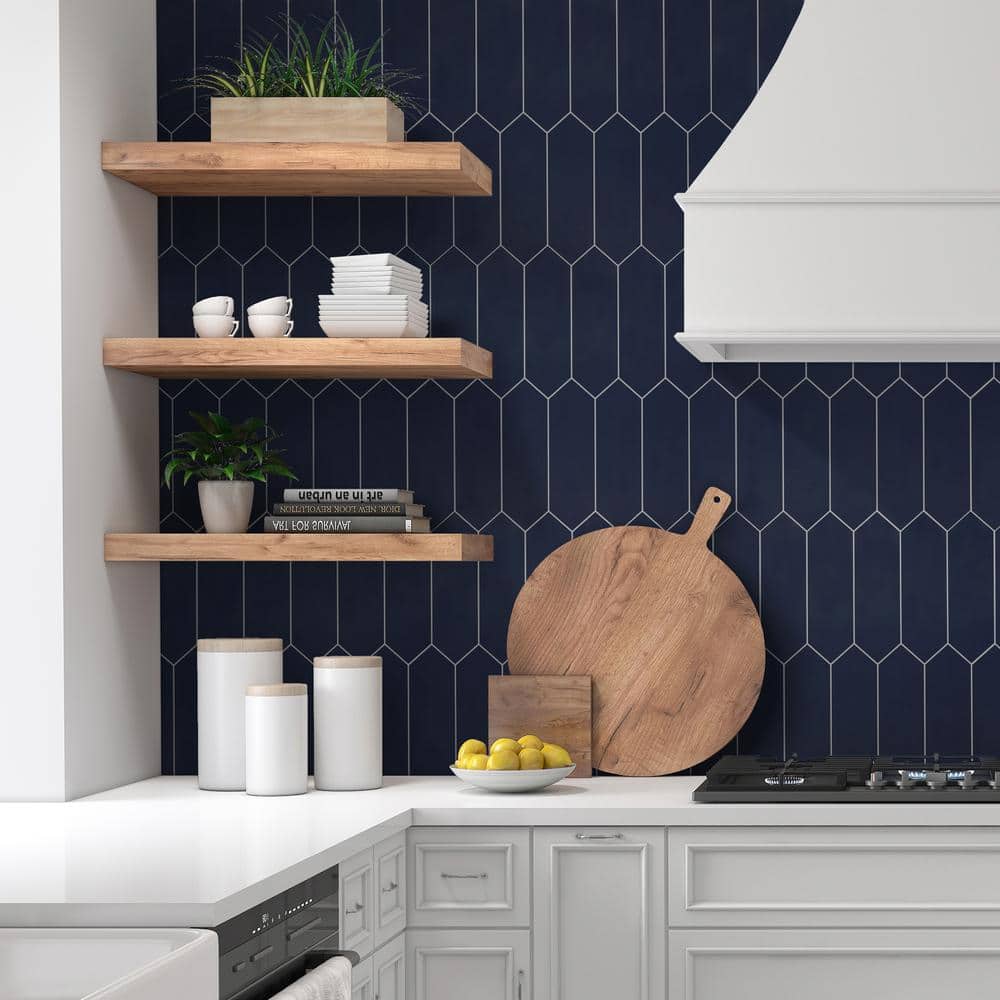 Navy Blue Hexagonal Peel and Stick Mosaic Tile Sheet