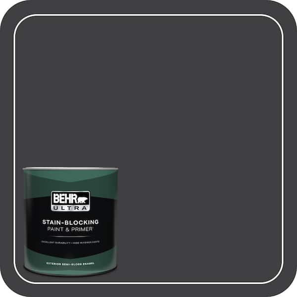 BEHR ULTRA 1 qt. #ECC-10-2 Jet Black Semi-Gloss Enamel Exterior Paint & Primer