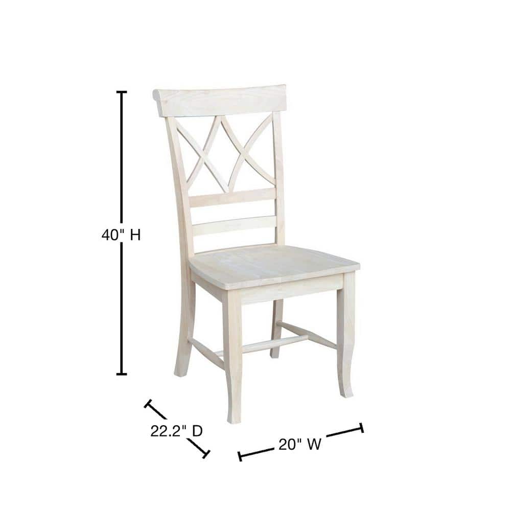 Set of Two White Wood Lattice Dining Chairs