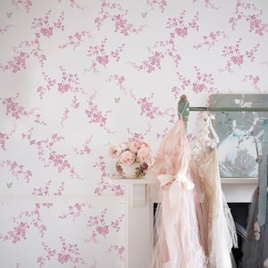 Rachel Ashwell Butterflies Pink Wallpaper Sample