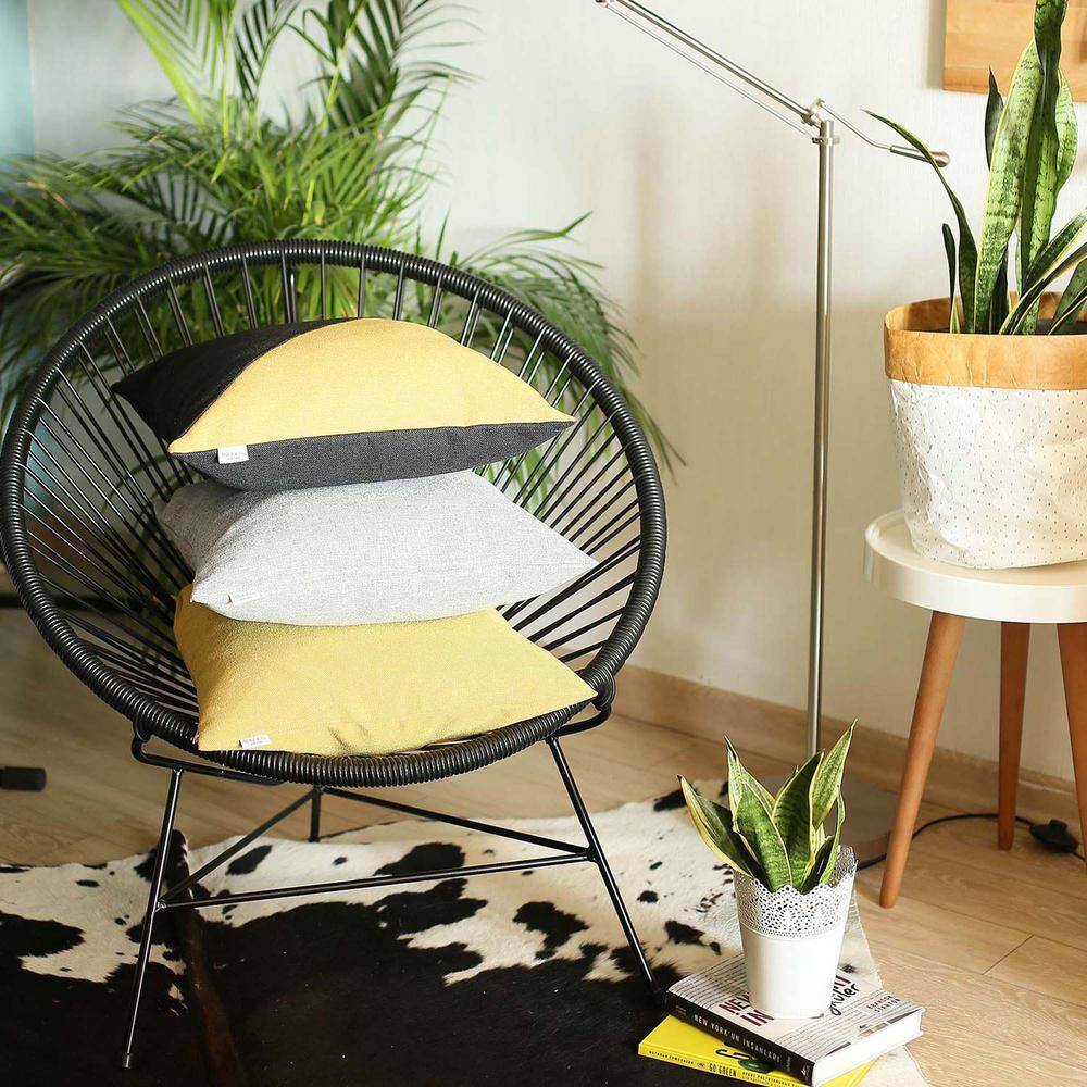 Boho-Chic Black and Yellow Polyester Euro Throw Pillow Cover