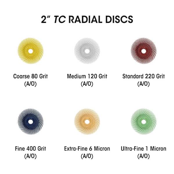 Ultra-Fine 1 Micron 1/2 Inch TC Snap On Radial Bristle Discs Dedeco Sunburst 30 Pack Precision Thermoplastic Rotary Cleaning and Polishing Tool 