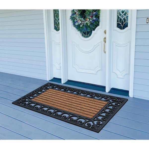 A1 Home Collections A1HC Natural Coir & Rubber Welcome Door Mat Black  Classic Border - 30X48 - ShopStyle Outdoor Rugs