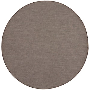 8' Brown Round Power Loom Area Rug