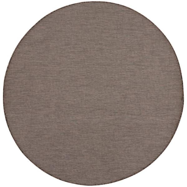 HomeRoots 8' Brown Round Power Loom Area Rug