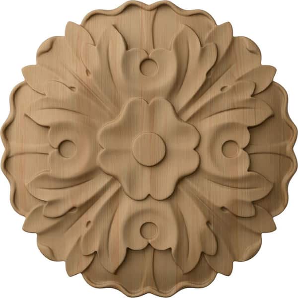 Ekena Millwork 5/8 in. x 4-1/4 in. x 4-1/4 in. Unfinished Wood Alder Small Kent Floral Rosette