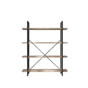 55 in. Light Coffee Color MDF and Steel 4-Shelves Simple Etagere Bookcase