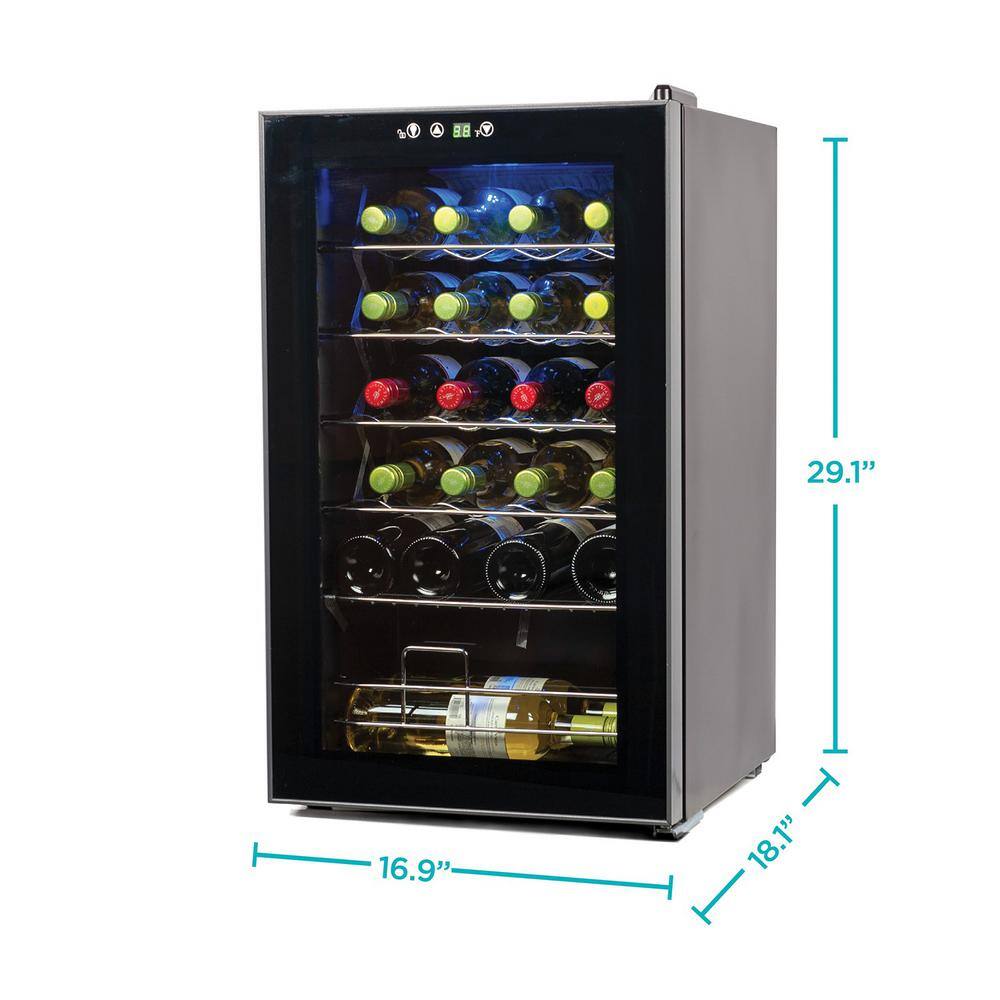 Black Stainless Steel Freestanding Wine Cooler with LED Lighting