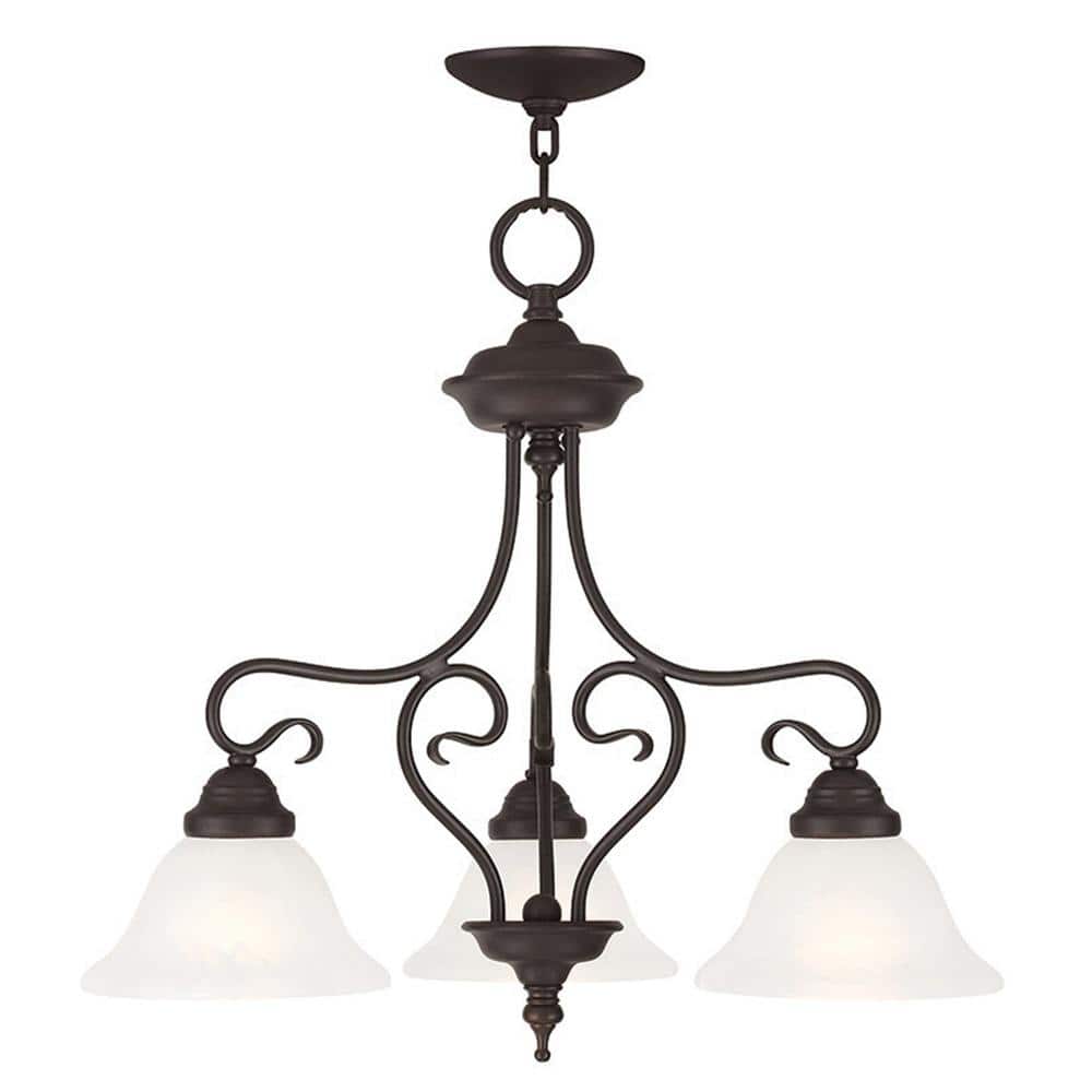 Timeless Bronze 3-Light Chandelier with White Alabaster Glass