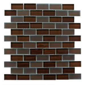 Tropical Style Rectangle 1 in. x 6 in. Glossy Blue Full Body Glass Tile Sample