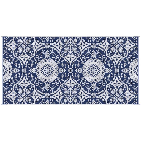 COOLSHARK 9 ft. x 18 ft. Waterproof Outdoor Patio Rug Indoor Large Reversible Area Rugs with Carry Bag, for Yard, Picnic, Beach