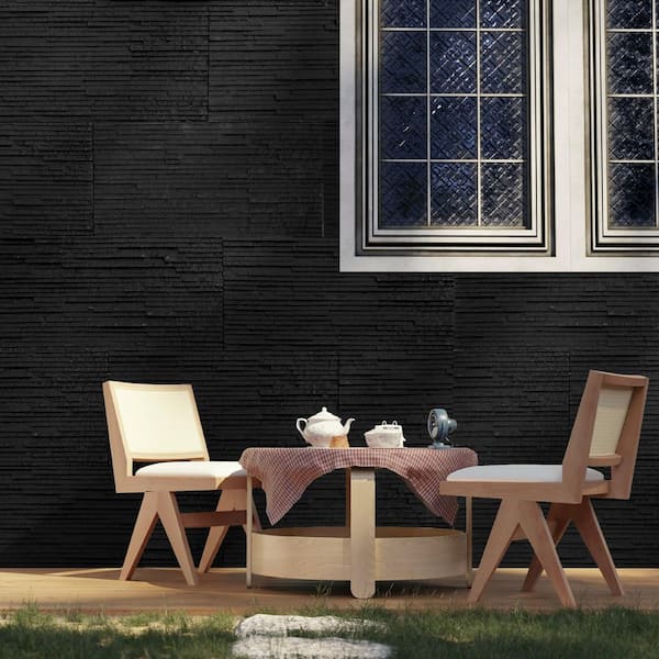 sunwings Quartizite Panel 22.8 in. x 11.4 in. Matte Black Natural