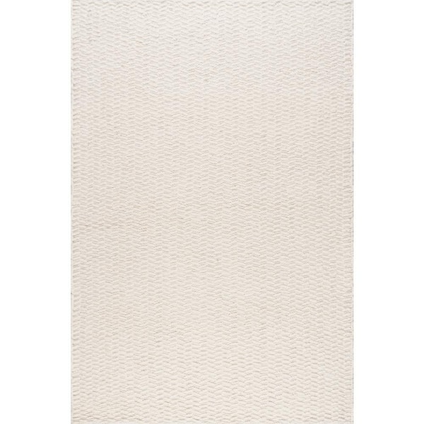 Sutton Solid Chevron Ivory 10 ft. x 14 ft. Indoor Area Rug