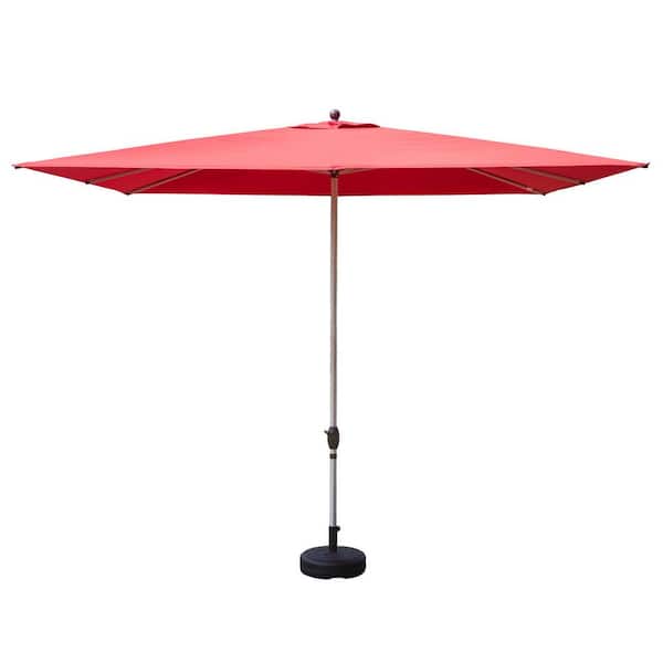 11.5 ft. Aluminium Waterproof Outdoor Patio Umbrella, Rectangle Market Umbrella with Crank Tilt in Brick Red