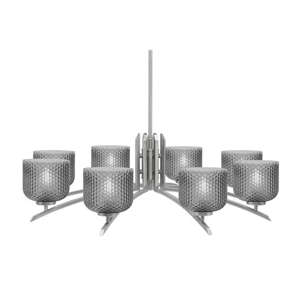 Unbranded Siena 8-Light Graphite Chandelier, Round Chandelier with Smoke Bubble Glass Shades, No bulb Included