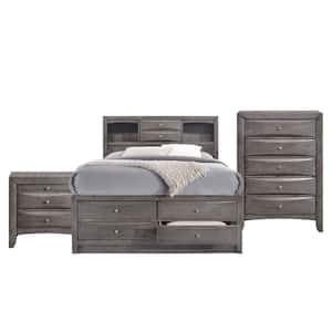 Madison 3-Piece Gray Queen Storage Bedroom Set