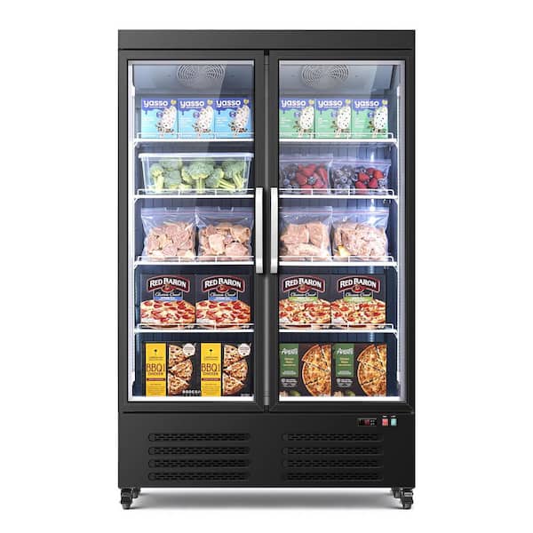 50in. 35.17 cu. ft. Auto / Cycle Defrost Commercial Upright Freezer With Glass Door in Black Garage Ready, ETL Approved