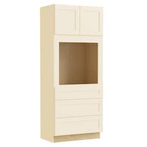Newport Cream Painted Plywood Shaker Assembled Double Oven Kitchen Cabinet Soft Close 33 in W x 24 in D x 84 in H