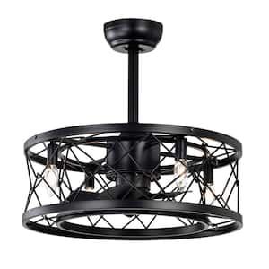 20 in. Smart Indoor Matte Black Caged Ceiling Fan with Integrated LED with Remote Control (Bulb Not Included)