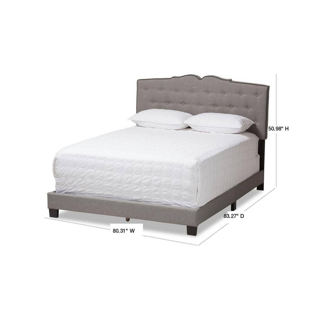Elegant Light Grey King-Sized Bed with Tufted Upholstered Headboard and Storage Drawer