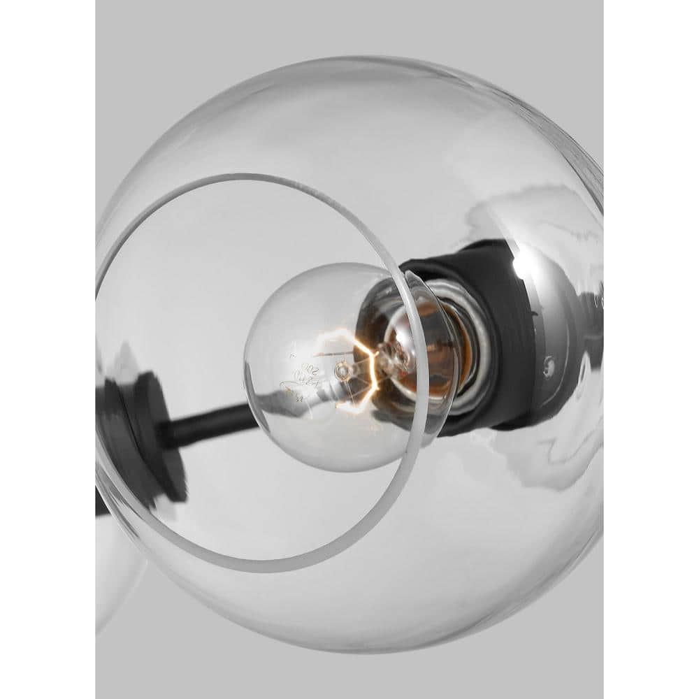 Midnight Black Sputnik Chandelier with Clear Glass Shades