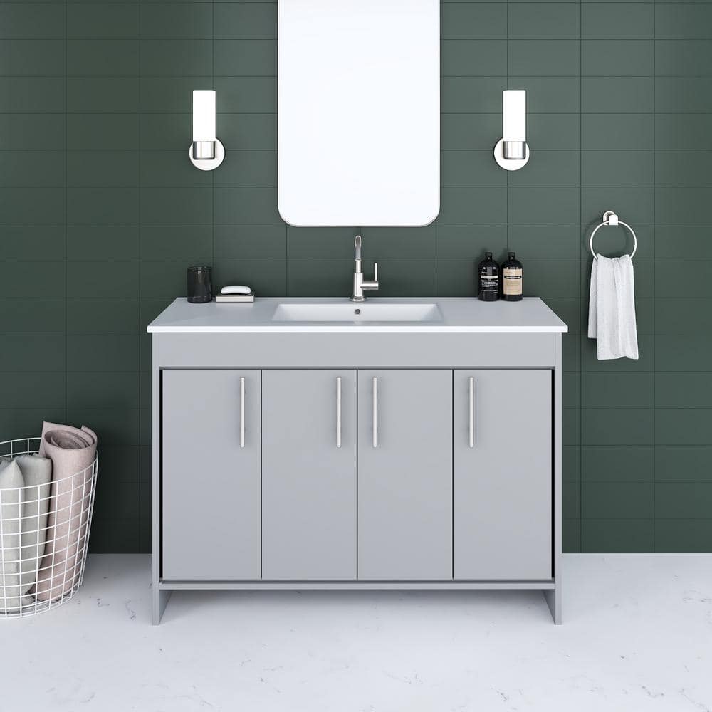 Villa 48 in. W x 18 in. D Bathroom Vanity in Gray with Ceramic Vanity Top in White with White Basin price history on PriceWatchPro