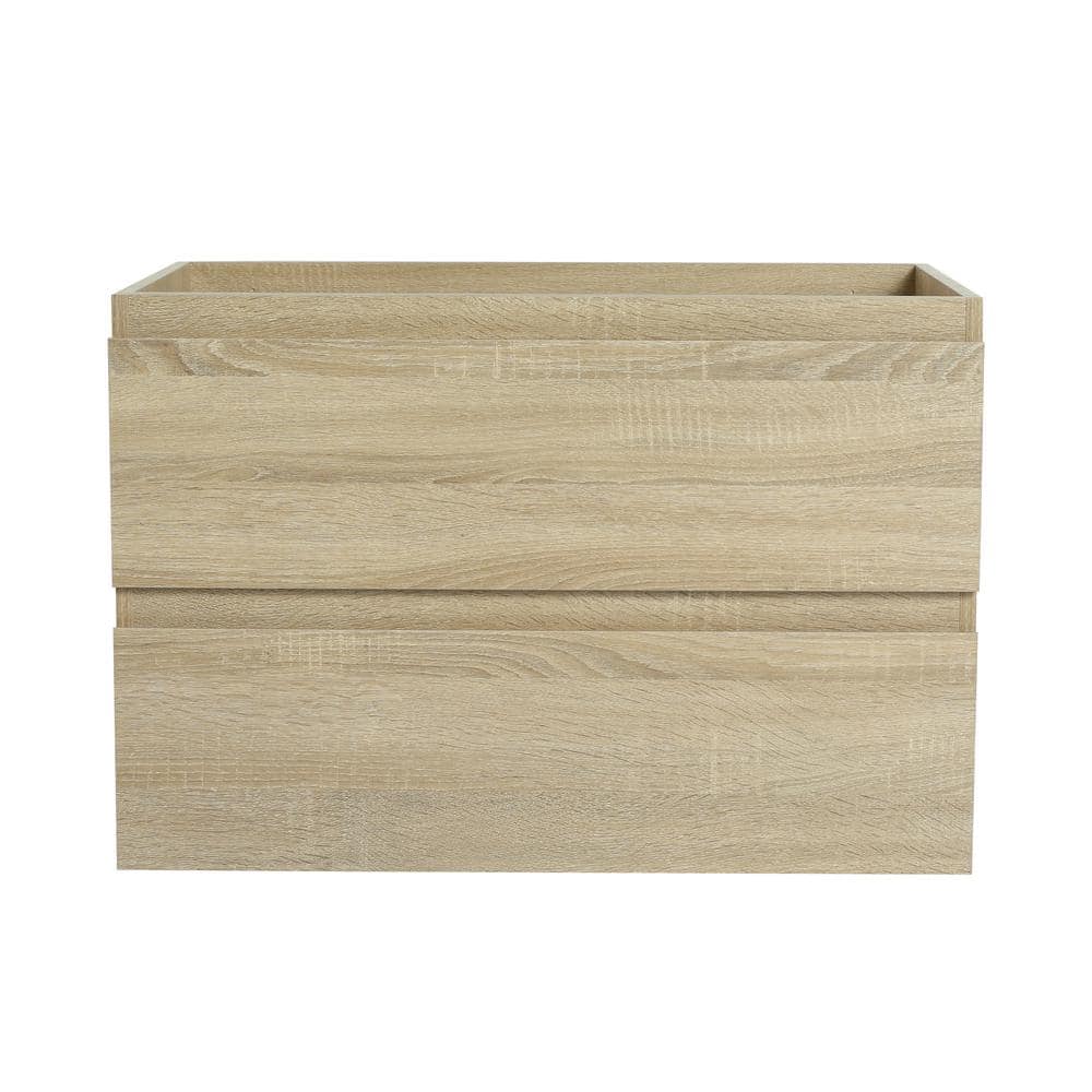 30 in. Wall-Mounted Bath Vanity Cabinet without Top in Light Brown with 2 D