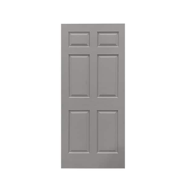 CALHOME 30 in. x 80 in. 6-Panel Hollow Core Light Gray Painted Composite MDF Interior Door Slab for Pocket Door