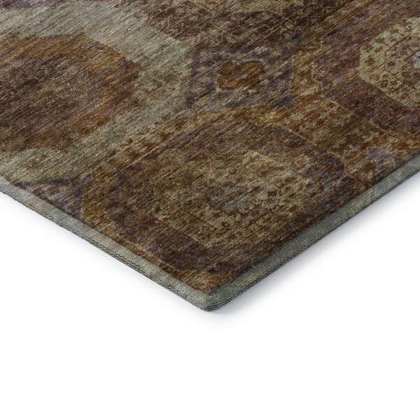 Mayfield Premium Machine Washable Abstract AMF1944 Rust 3 ft. x 5 ft. Area Rug