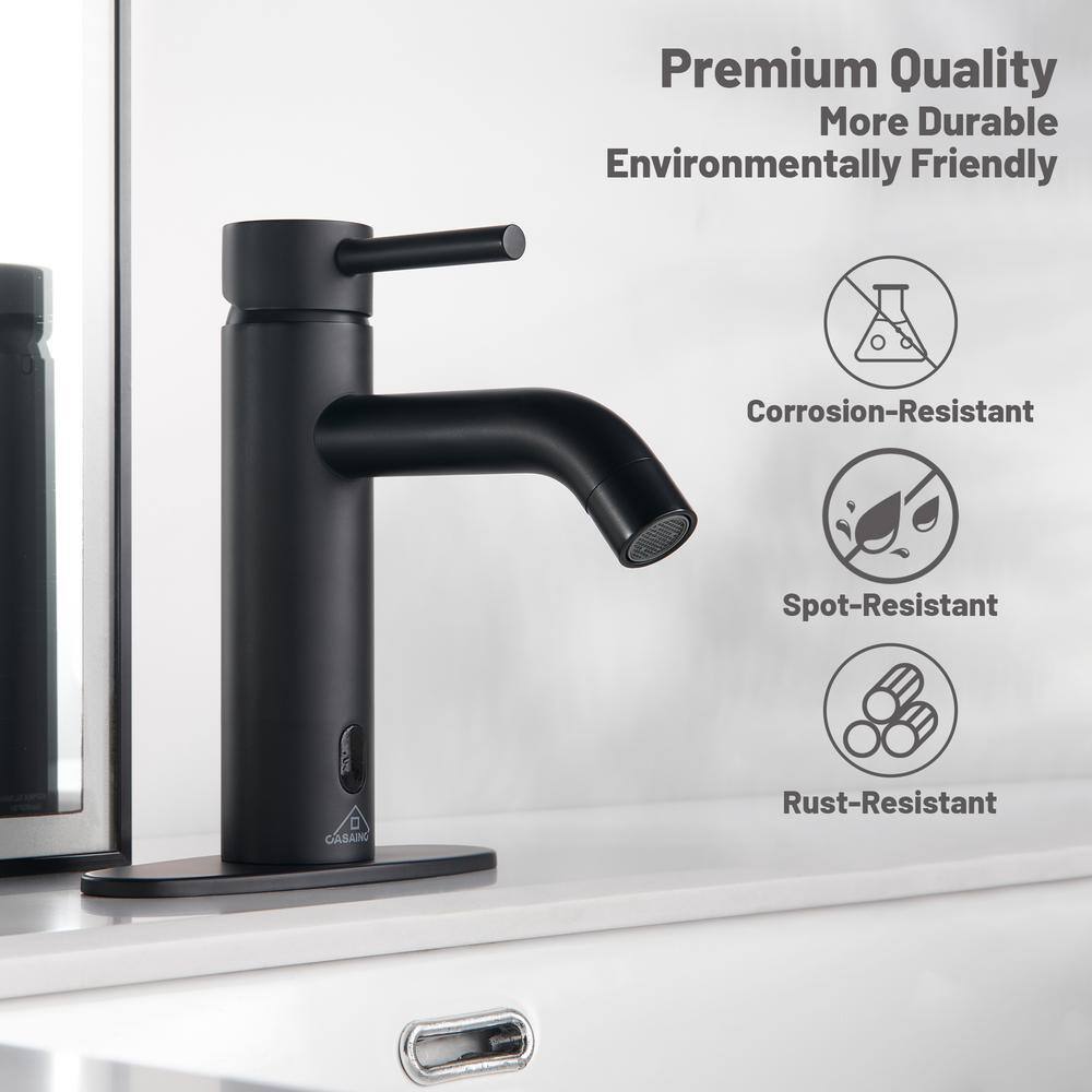 Matte Black Stainless Steel Touchless Bathroom Sink Faucet