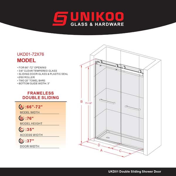 心優しきドロリスEXS UNIKOO UKD06 56 to 60 in. W x 72 in. H Double Sliding Semi