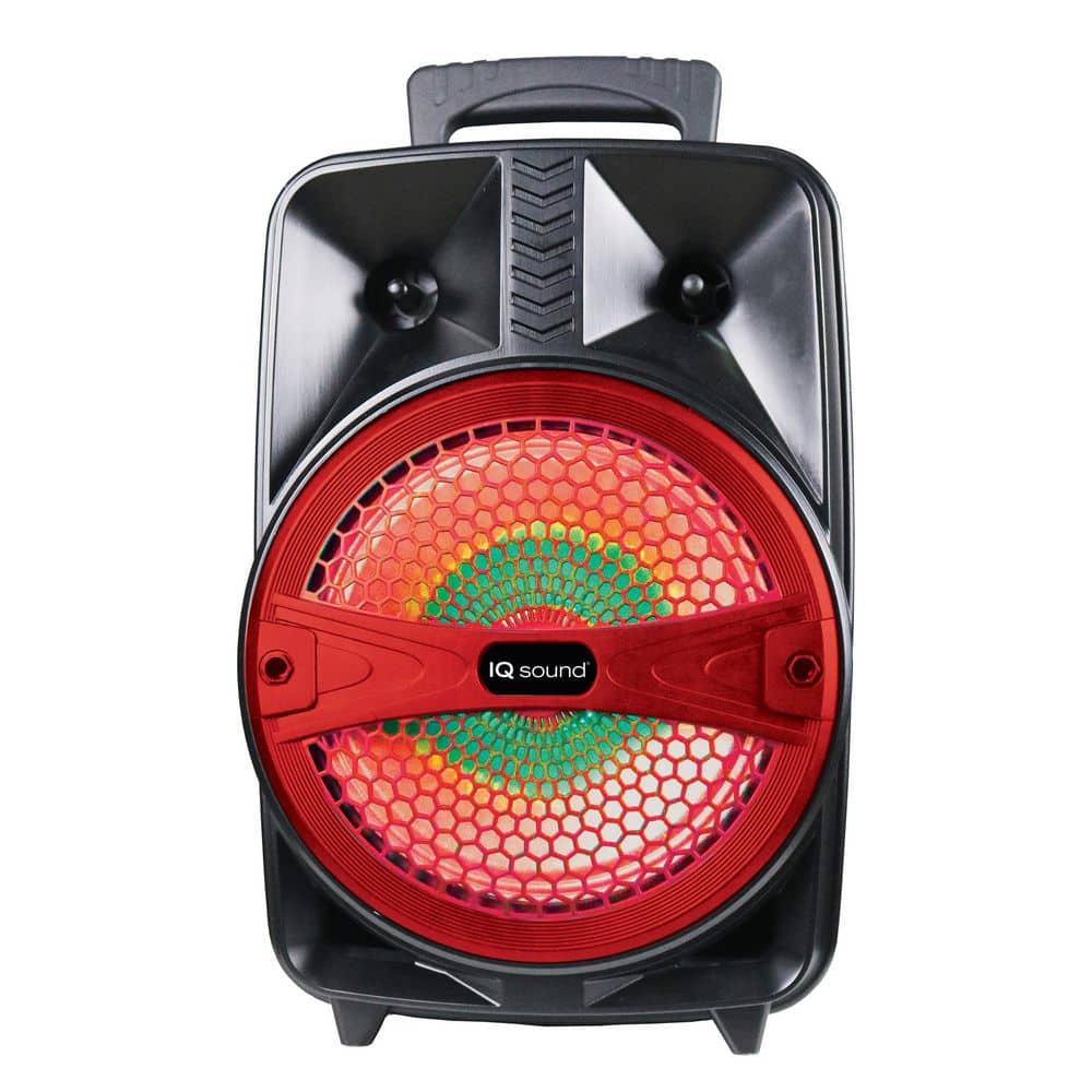 IQ Sound 8 in. Portable Bluetooth Speaker in Red with Microphone