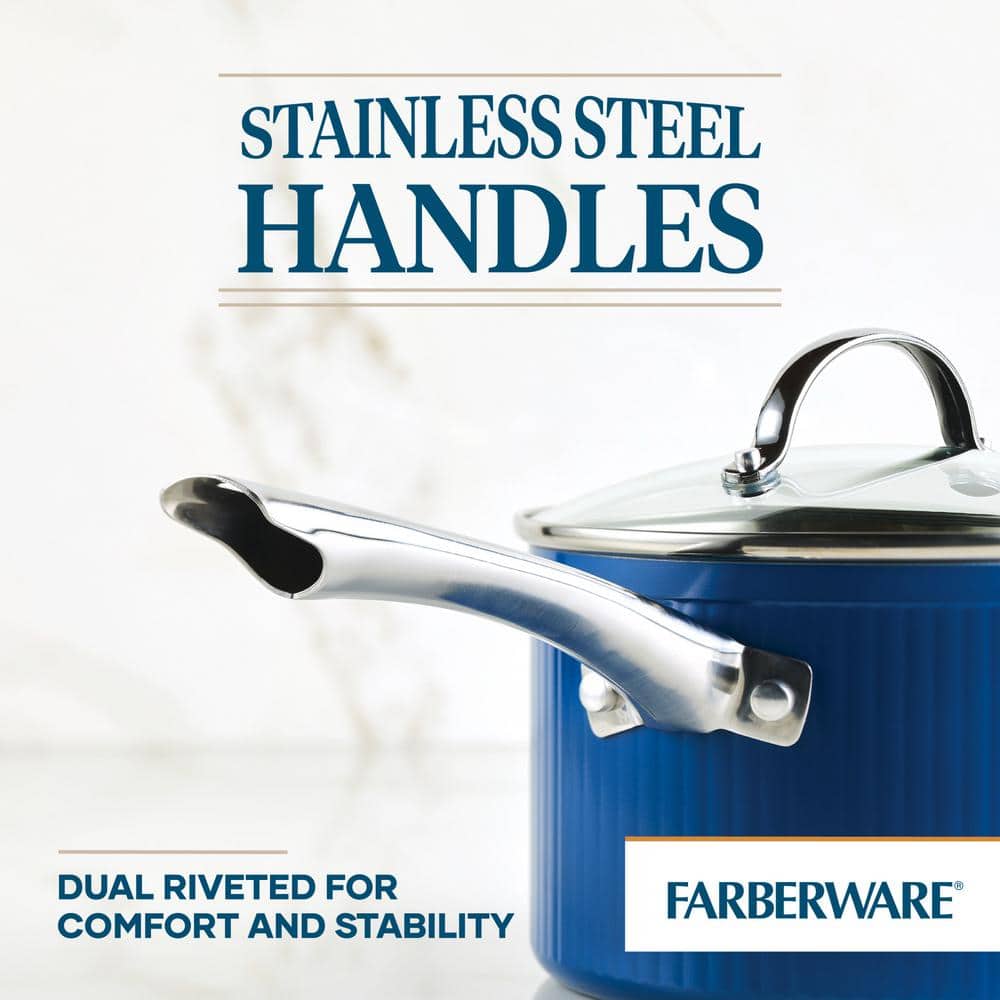 Blue Aluminum Nonstick 10-Piece Cookware Set with Utensils