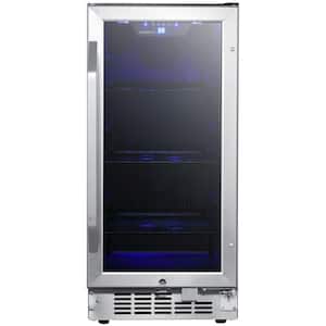 15 in. 80 (12 oz.) Can Built-In Beverage Cooler with Blue LED Lighting