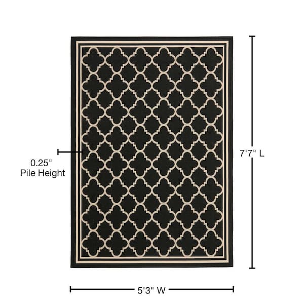 Dean Indoor/Outdoor Carpet Walk-Off Entrance Door Mat/Rug - Black - 6' x 8