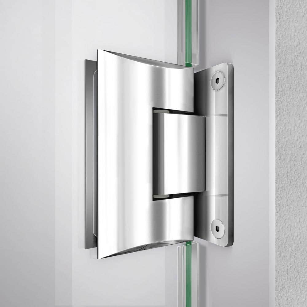 Unidoor-LS 43" Black Frameless Swing Shower Door with ClearMax Glass