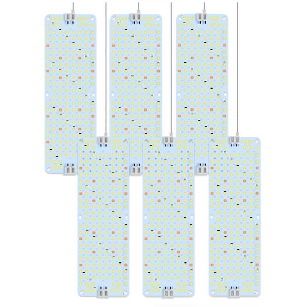 60W LED Grow Light Panels, Linkable Full Spectrum Flat Fixture with Timer for Seed Starting Shelves, 6-Pack