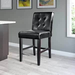 Antonio 25 in. Counter Height Black Bonded Leather Bar Stool