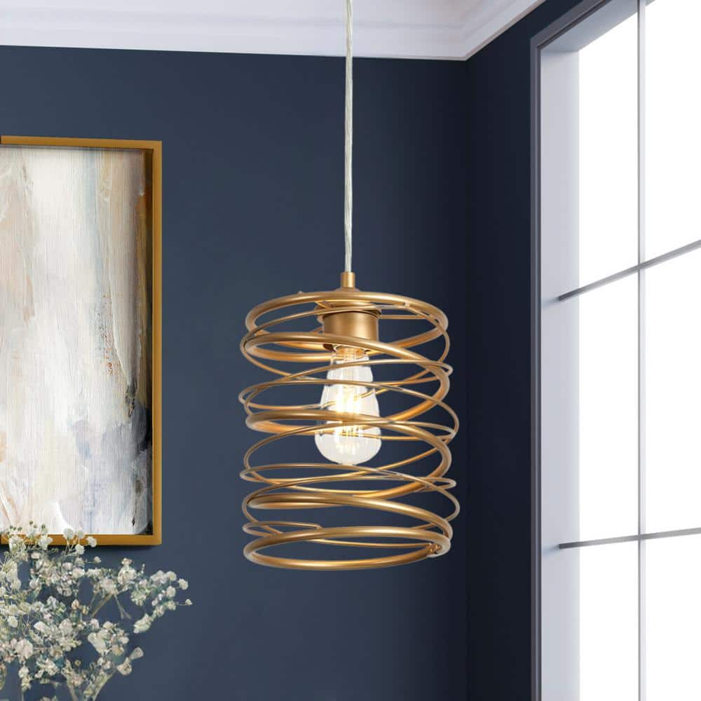 LNC Modern 11 in. 1-Light Gold Pendant Island Ceiling Light with Linear ...