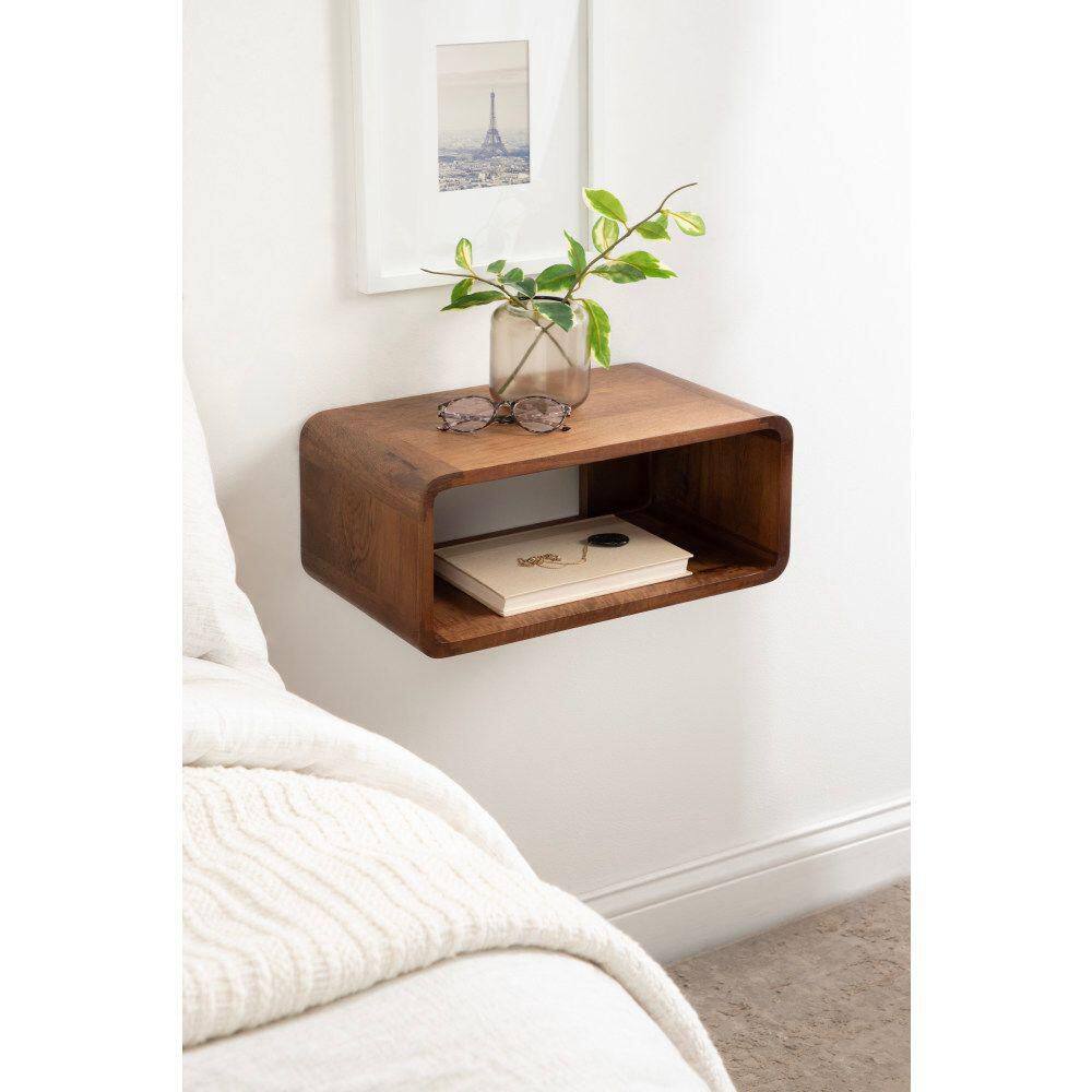 Deguara 18 in. Walnut Brown Rectangle Solid Wood End Table - thumbnail 8
