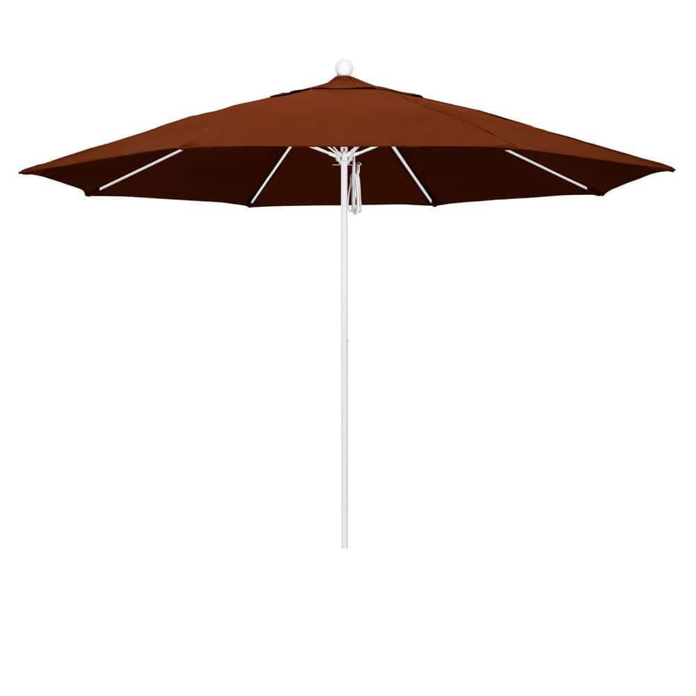 11 ft. Matted White Aluminum Market Patio Umbrella with Fiberglass Ribs Pulley Lift in Brick Pacifica price history on PriceWatchPro